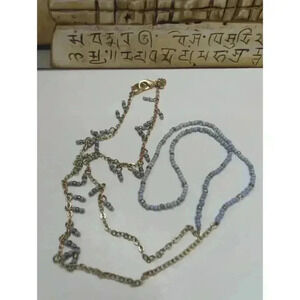 Lucky Goldtone Chain Blue Beads Clasp Womens Necklace